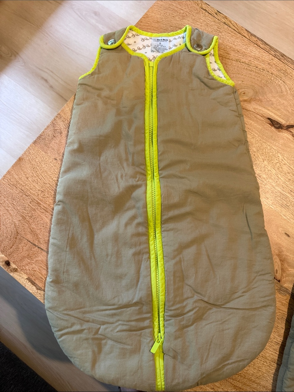 Kids Olive Sleep Sack with Lime Trim - Soft Sleeveless Pajama